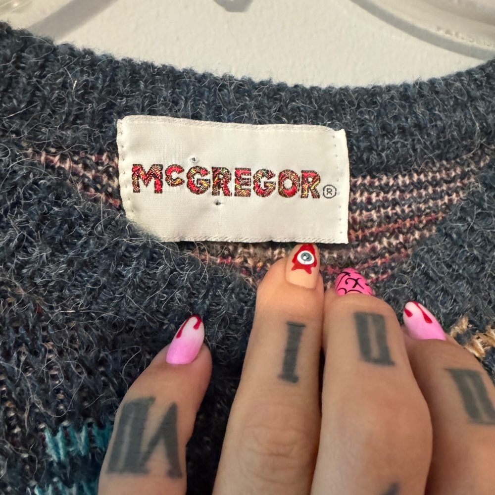 Vintage Mcgregor Geometric Patterned Gray Acrylic… - image 4